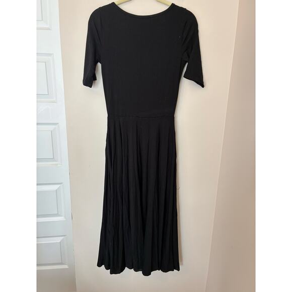 REFORMATION Jeans Lilian Midi Dress Black Jersey Stretch Swing Sz M Black Dress - Picture 3 of 8